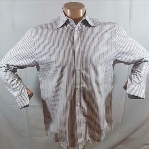 Enro White Purple Striped Shirt 15 1/2 33/34